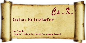 Csics Krisztofer névjegykártya